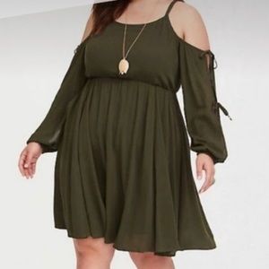 Torrid Mini Gauze Cold Shoulder Skater Dress, Size 2
